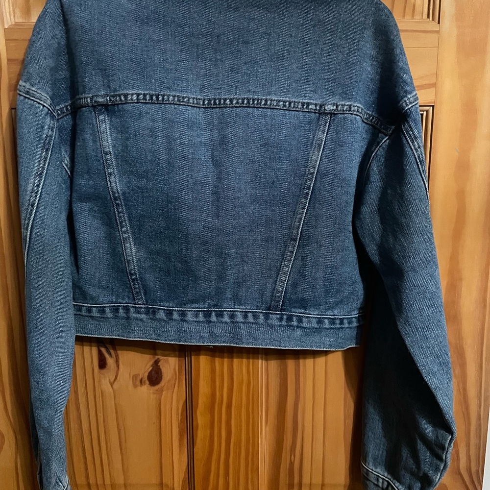 PacSun Blue Denim Jacket with Brown Collar - Picture 2 of 5